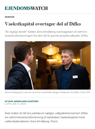Ejendomswatch article about Vaekstkapital